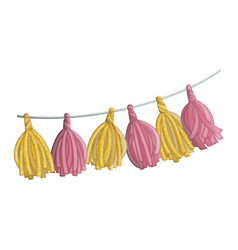 Party Pompom Gold Pink Flags Isolated