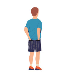 Boy In Shorts With Hands In Pockets View From