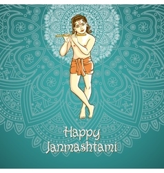 Cartoon Of Lord Krishana In Happy