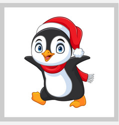 Cartoon Penguin Wearing Hat And Scarf