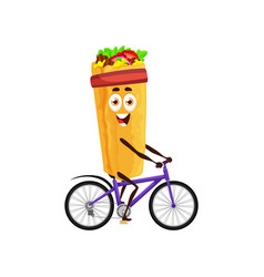 Cartoon Shawarma Character On Bicycle Fast Food