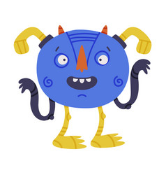 Funny Blue Monster Head With Long Arms