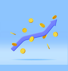 3d Growth Stock Chart Arrow With Golden Coins