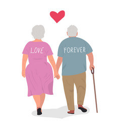 Back View Of Elderly Couple Walking Tenderly