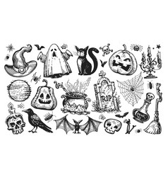 Halloween Concept Holiday Elements Set For Flyer