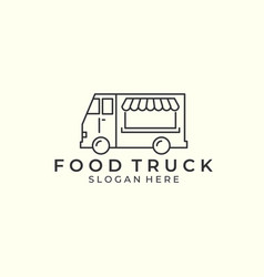 Minimalist Food Truck Line Art Style Logo Icon