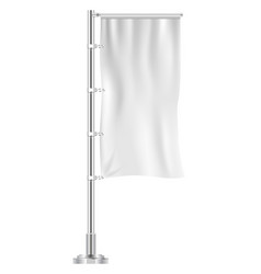 Outdoor Banner On Metal Pole White Realistic