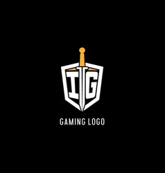 Letter Ig Logo With Shield And Sword Design