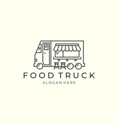 Minimalist Food Truck Line Art Style Logo Icon