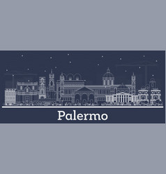 Outline Palermo Italy City Skyline With White