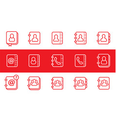 Contact Us And Address Book Icons Isolated Red