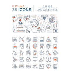 Set Line Icons Garage And Car Service