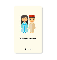 Couple In Moroccan National Costumes Flat Icon