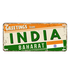 Greetings From India Vintage Rusty Metal Plate