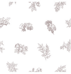 Outlined Berry Branches Pattern Seamless