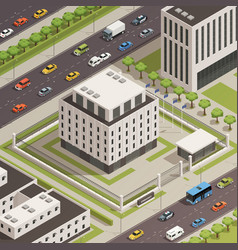 City Government Buildings Isometric Composition