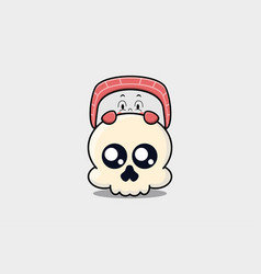 Cute Sushi Cartoon Character Hiding In Skull