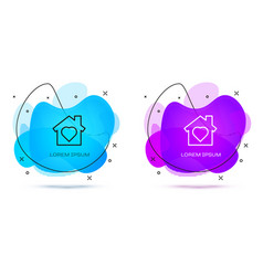 Line House With Heart Inside Icon Isolated