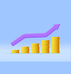 3d Growth Stock Chart Arrow With Golden Coins