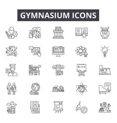 Gymnasium Line Icons Signs Set Outline