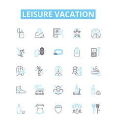 Leisure Vacation Line Icons Set Vacation