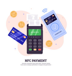 Nfc Payment With Credit Card Or Smartphone Flat