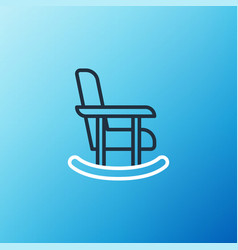 Line Rocking Chair Icon Isolated On Blue