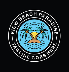 Paradise Beach Logo Design Vintage Badge Retro