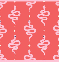 Beautiful Seamless Pattern With Pink Snakes