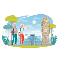 Senior Elderly People Travel Cartoon