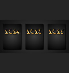 Set Black Card Of New Year 2024 2025 2026 Gold