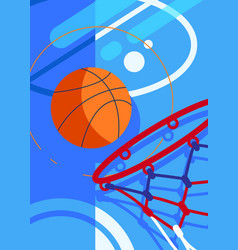 Basketball Poster With Ball And Basket