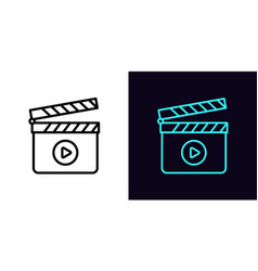 Outline Clapperboard Icon With Editable Stroke