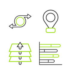 Set Line Pie Chart Infographic Layers Location