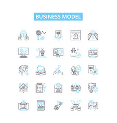 Business Model Line Icons Set Business