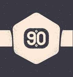 Grunge 90s Retro Icon Isolated On Grey Background