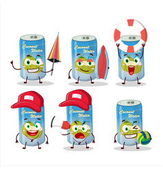 Happy Face Coconut Water Can Cartoon Character