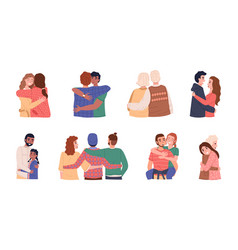 People Hug Men And Women Different Ages