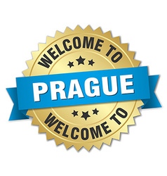 Prague 3d Gold Badge With Blue Ribbon