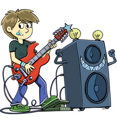 Boy Plays An Electric Guitar