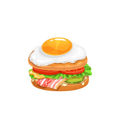 Cartoon Egg Sandwich With Bacon Lettuce Tomato