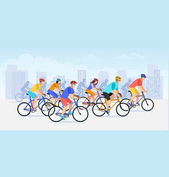 City Bicycle Sport Marathon Flat Cartoon