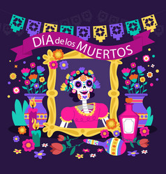 Flat Dia De Muertos Celebration