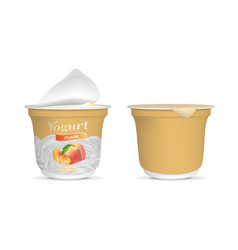 Realistic Detailed 3d Open Peach Yogurt Packaging