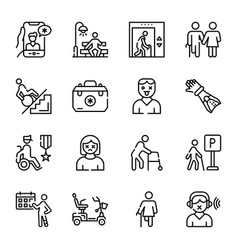 Set Of Disability And Accessibility Outline Icons