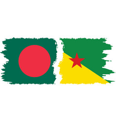 French Guiana And Bangladesh Grunge Flags