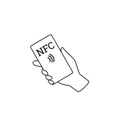 Hand Holds Card With Support For Nfc Payment Line