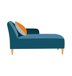 Blue Teal Sofa With Orange Pillow Isolated