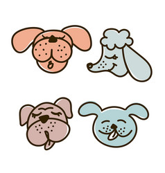 Funny Dogs Set 4 Pieces On A White Background