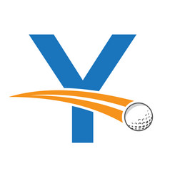 Golf Logo On Letter Y Concept With Moving